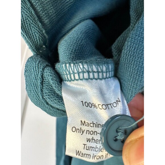 California Shirt Co Henley Hoodie Mens Large Hooded Long Sleeve Shirt Green - Picture 3 of 5